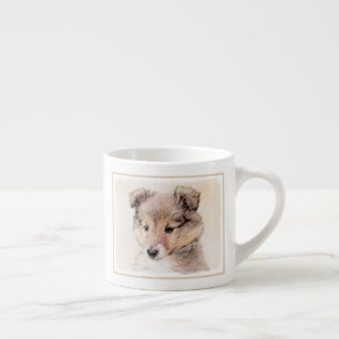 Shetland Sheepdog Puppy Pap Painting Original Dog  Espresso Kop