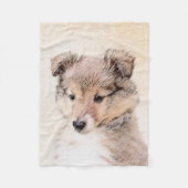 Shetland Sheepdog Puppy Pap Painting Original Dog  Fleece Deken (Voorkant)