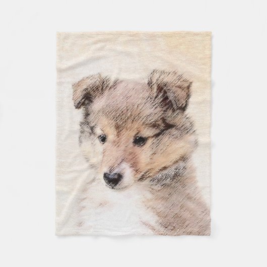 Shetland Sheepdog Puppy Pap Painting Original Dog  Fleece Deken (Voorkant)