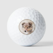 Shetland Sheepdog Puppy Pap Painting Original Dog Golfballen (Voorkant)