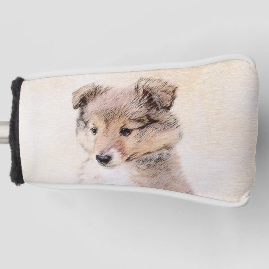 Shetland Sheepdog Puppy Pap Painting Original Dog  Golfheadcover (Voorkant)