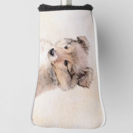 Shetland Sheepdog Puppy Pap Painting Original Dog  Golfheadcover (Draai 90)