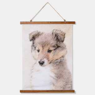Shetland Sheepdog Puppy Pap Painting Original Dog Hangend Wandkleed