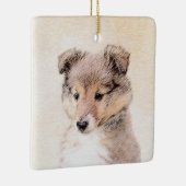 Shetland Sheepdog Puppy Pap Painting Original Dog  Keramisch Ornament (Rechts)