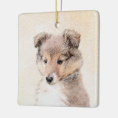 Shetland Sheepdog Puppy Pap Painting Original Dog  Keramisch Ornament (Links)