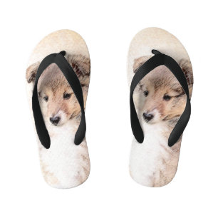 Shetland Sheepdog Puppy Pap Painting Original Dog Kinder Teenslippers