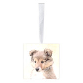 Shetland Sheepdog Puppy Pap Painting Original Dog  Kubus Ornament (Rechts)