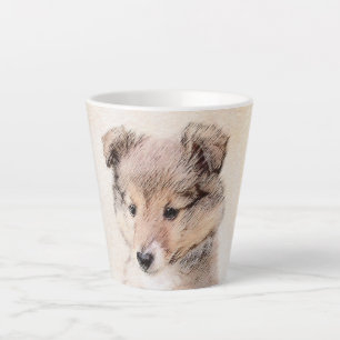 Shetland Sheepdog Puppy Pap Painting Original Dog  Latte Mok