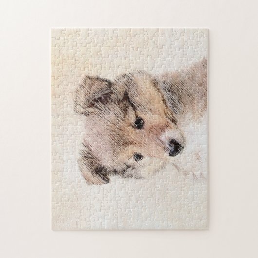 Shetland Sheepdog Puppy Pap Painting Original Dog  Legpuzzel (Verticaal)