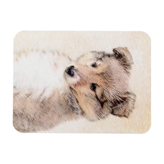 Shetland Sheepdog Puppy Pap Painting Original Dog  Magneet (Horizontaal)