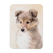 Shetland Sheepdog Puppy Pap Painting Original Dog  Magneet (Verticaal)