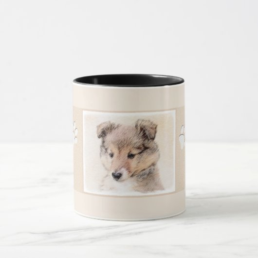 Shetland Sheepdog Puppy Pap Painting Original Dog  Mok (Midden)