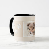 Shetland Sheepdog Puppy Pap Painting Original Dog  Mok (Voorkant links)