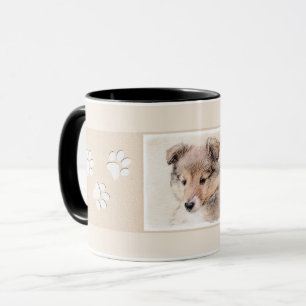 Shetland Sheepdog Puppy Pap Painting Original Dog  Mok