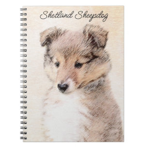 Shetland Sheepdog Puppy Pap Painting Original Dog Notitieboek