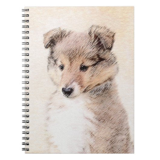Shetland Sheepdog Puppy Pap Painting Original Dog Notitieboek (Voorkant)