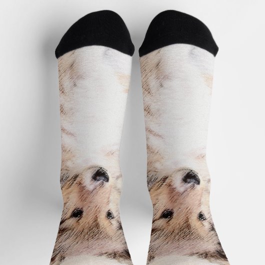 Shetland Sheepdog Puppy Pap Painting Original Dog Sokken (Top)