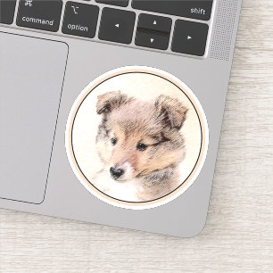 Shetland Sheepdog Puppy Pap Painting Original Dog Sticker