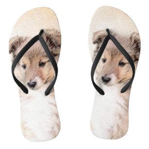 Shetland Sheepdog Puppy Pap Painting Original Dog Teenslippers
