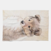 Shetland Sheepdog Puppy Pap Painting Original Dog  Theedoek (Horizontaal)