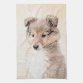 Shetland Sheepdog Puppy Pap Painting Original Dog  Theedoek (Verticaal)