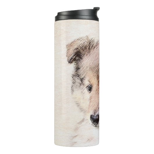 Shetland Sheepdog Puppy Pap Painting Original Dog  Thermosbeker (Gedraaid links)