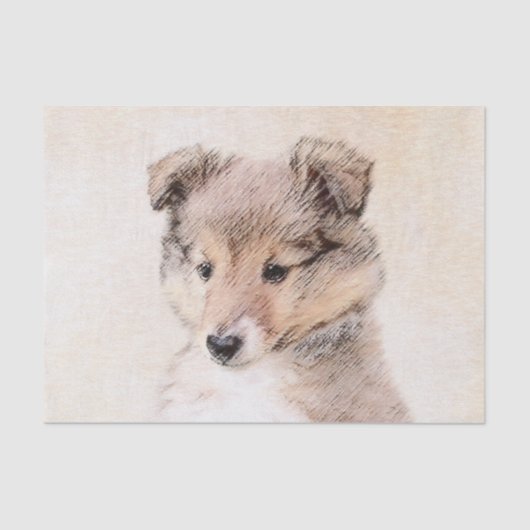 Shetland Sheepdog Puppy Pap Painting Original Dog  Tissuepapier (Voorkant)