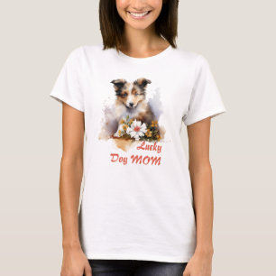 Shetland Sheepdog Puppy Pet Waterverf Flower T-shirt