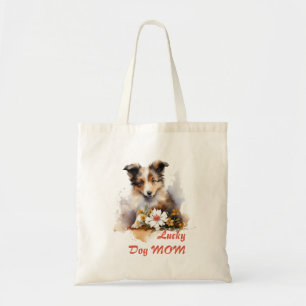 Shetland Sheepdog Puppy Pet Waterverf Flower Tote Bag