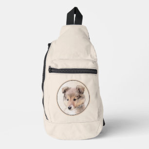 Shetland Sheepdog Puppy Schilderij Sheltie Hond Ku Sling Bag