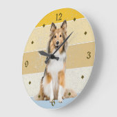 Shetland Sheepdog Retro Sunset Horloge (Angle)