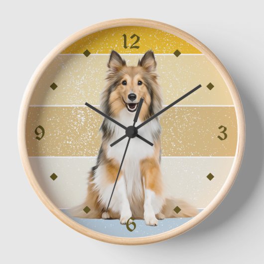 Shetland Sheepdog Retro Sunset Horloge (Recto)