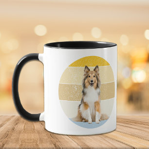 Shetland Sheepdog Retro Sunset Mok