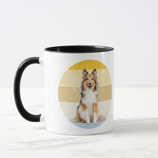 Shetland Sheepdog Retro Sunset Mug (Gauche)