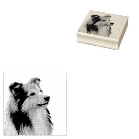 Shetland Sheepdog Rubberstempel (Gestempeld)