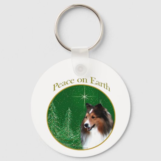 Shetland Sheepdog (sable) Vrede Sleutelhanger (Achterkant)