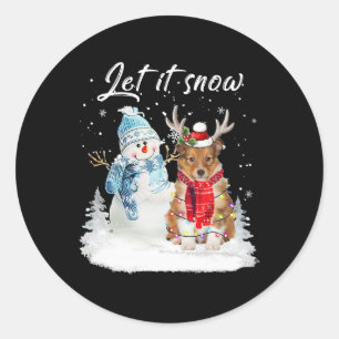 Shetland Sheepdog Santa Dog Kerstmis Snowman Xmas Ronde Sticker