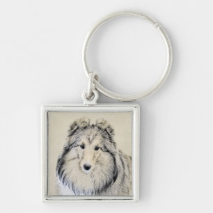 Shetland Sheepdog Schilderij - Mooie Originele Hon Sleutelhanger