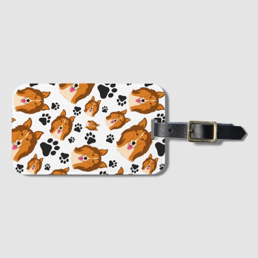 Shetland Sheepdog Scotland Sheltie Dog Puppy Paws Bagagelabel (Voorkant (horizontaal))