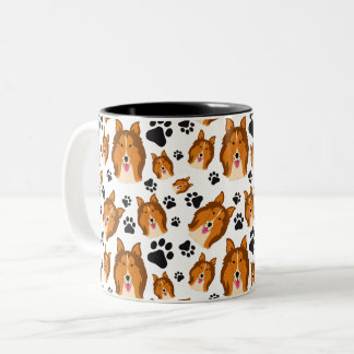 Shetland Sheepdog Scotland Sheltie Dog Puppy Paws Tweekleurige Koffiemok