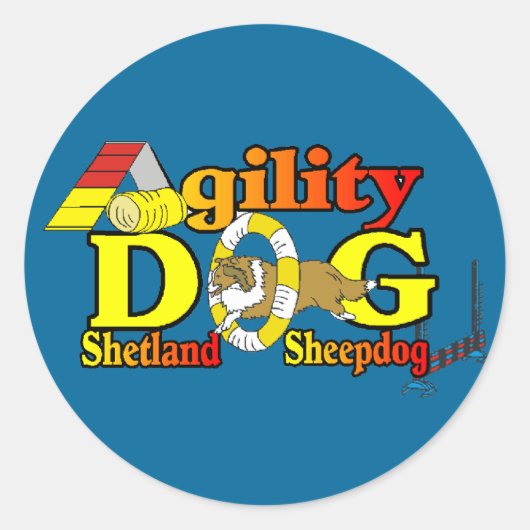 Shetland Sheepdog Sheltie Agility Ronde Sticker (Voorkant)