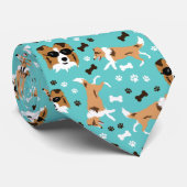 Shetland Sheepdog Sheltie Aqua Paw Print Stropdas (Opgerold)