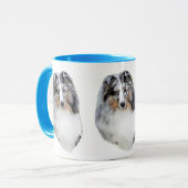 Shetland Sheepdog (Sheltie) blue merle head mok (Voorkant links)