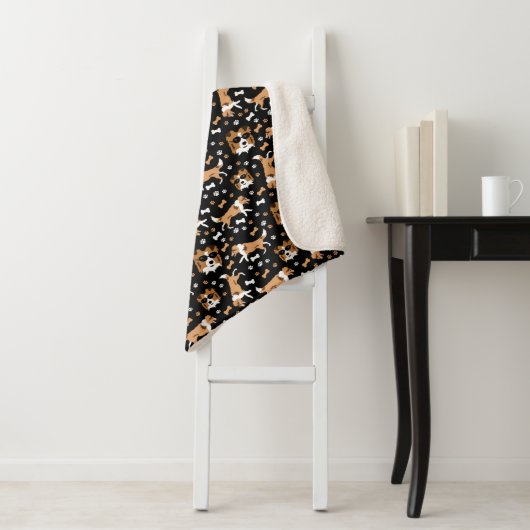 Shetland Sheepdog Sheltie Dog Pattern Sherpa Blank Sherpa Deken (In situ)