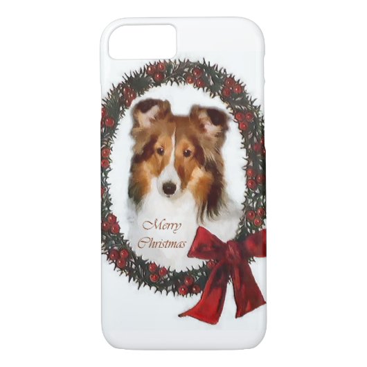 Shetland Sheepdog Sheltie Kerstmis Case-Mate iPhone Case (Achterkant)