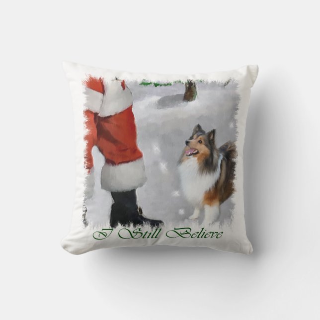 Shetland Sheepdog Sheltie Kerstmis Kussen (Voorkant)