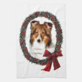 Shetland Sheepdog Sheltie Kerstmis Theedoek (Verticaal)
