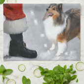 Shetland Sheepdog Sheltie Kerstmis Theedoek (Gevouwen)