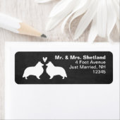 Shetland Sheepdog Sheltie Silhouettes met hart Etiket (Insitu)