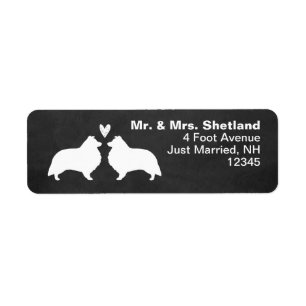 Shetland Sheepdog Sheltie Silhouettes met hart Etiket